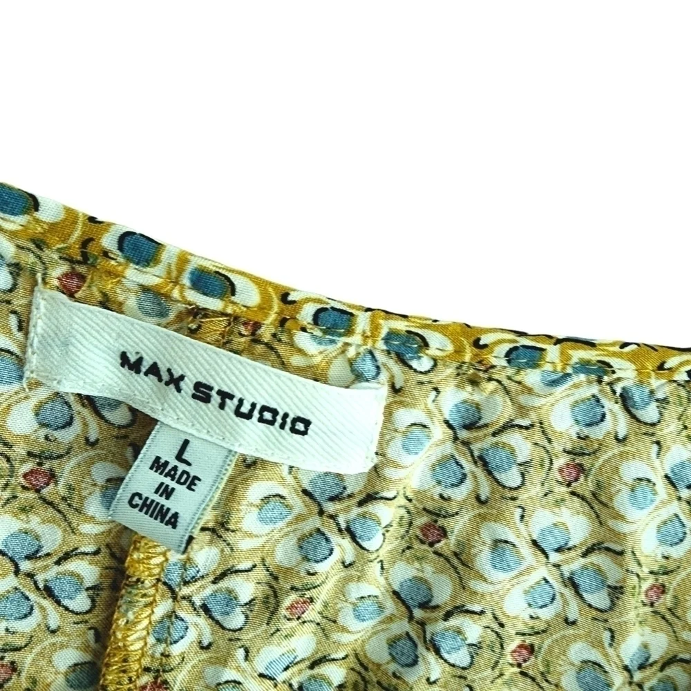 MAX Studio Gold and Blue Flutter Sleeve Top - Picture 6 of 8
